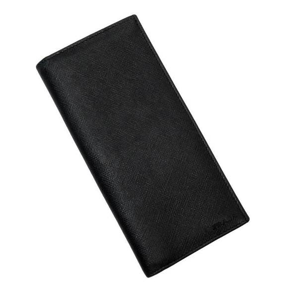 Prada Wallet Fold Black Long Leather Saffiano Nero - Picture 1 of 3